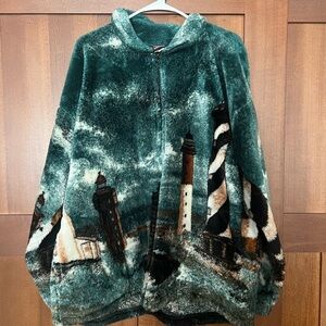 Mazmania Vintage Fleece Jacket with Lighthouse Design